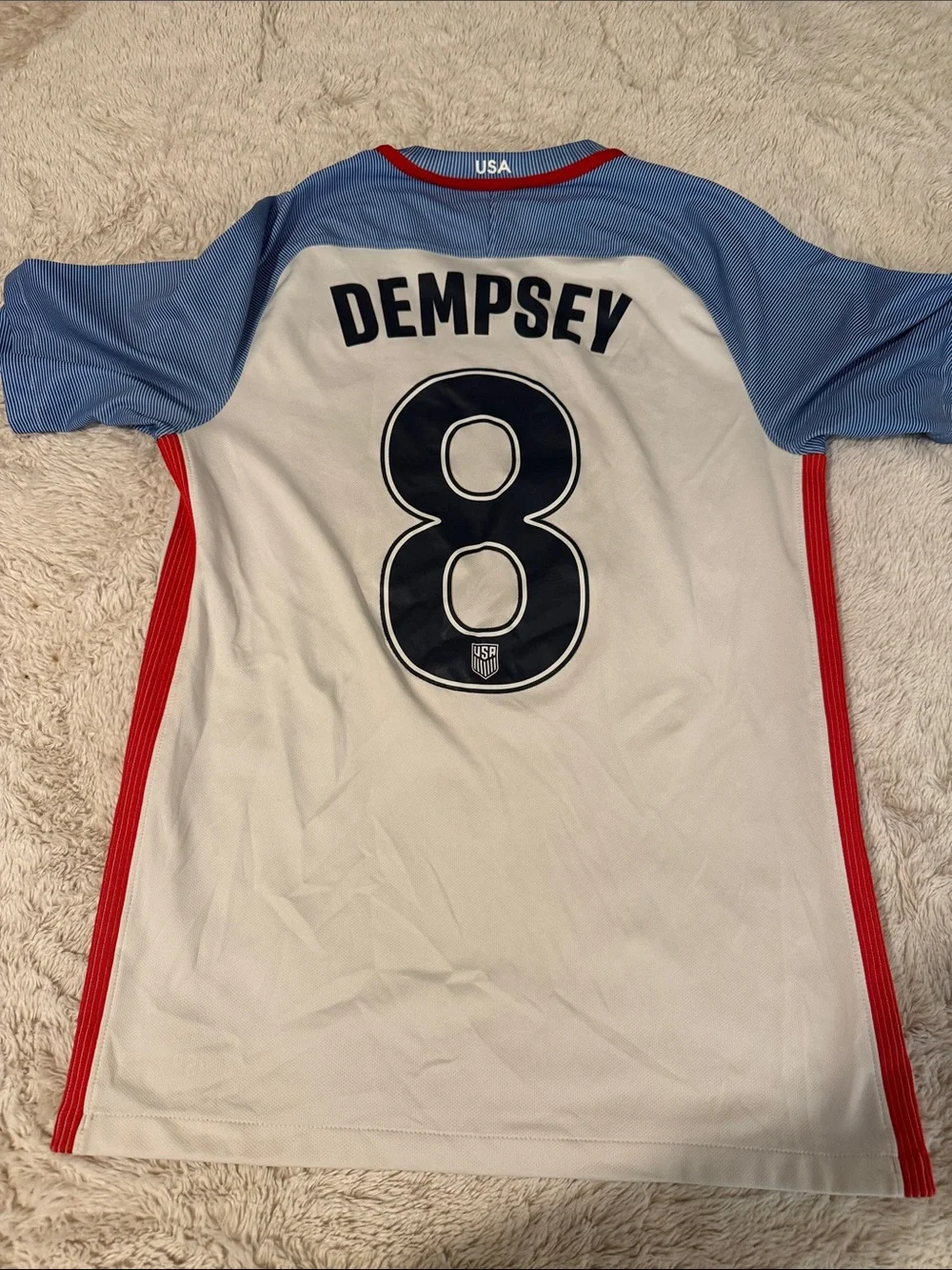 Nike White and Light Blue USA Soccer Jersey #8 - Picture 2 of 2
